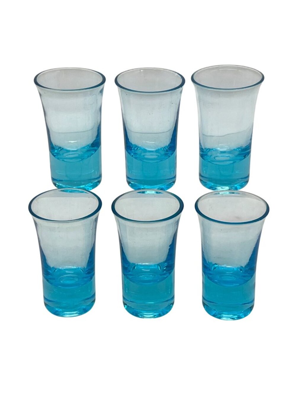 Set Of 6 Blue Glass Shot Glasses 2.75" Tall Barware Drinkware Party Essentials